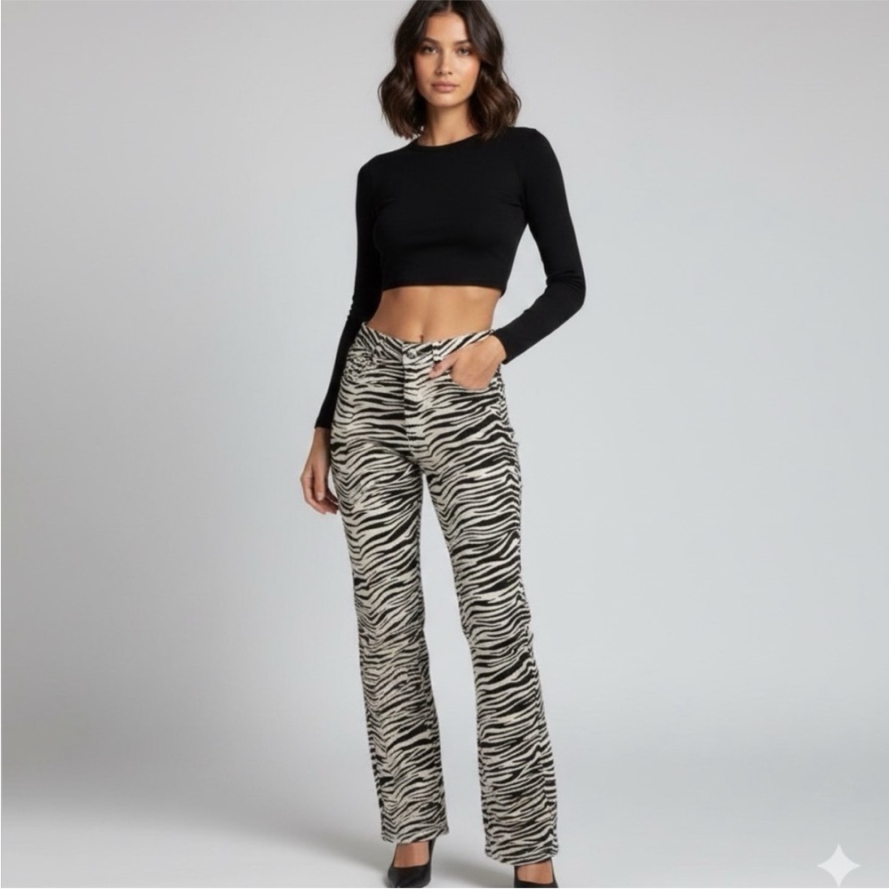 Zara Zebra Print Women Jeans - Black and White